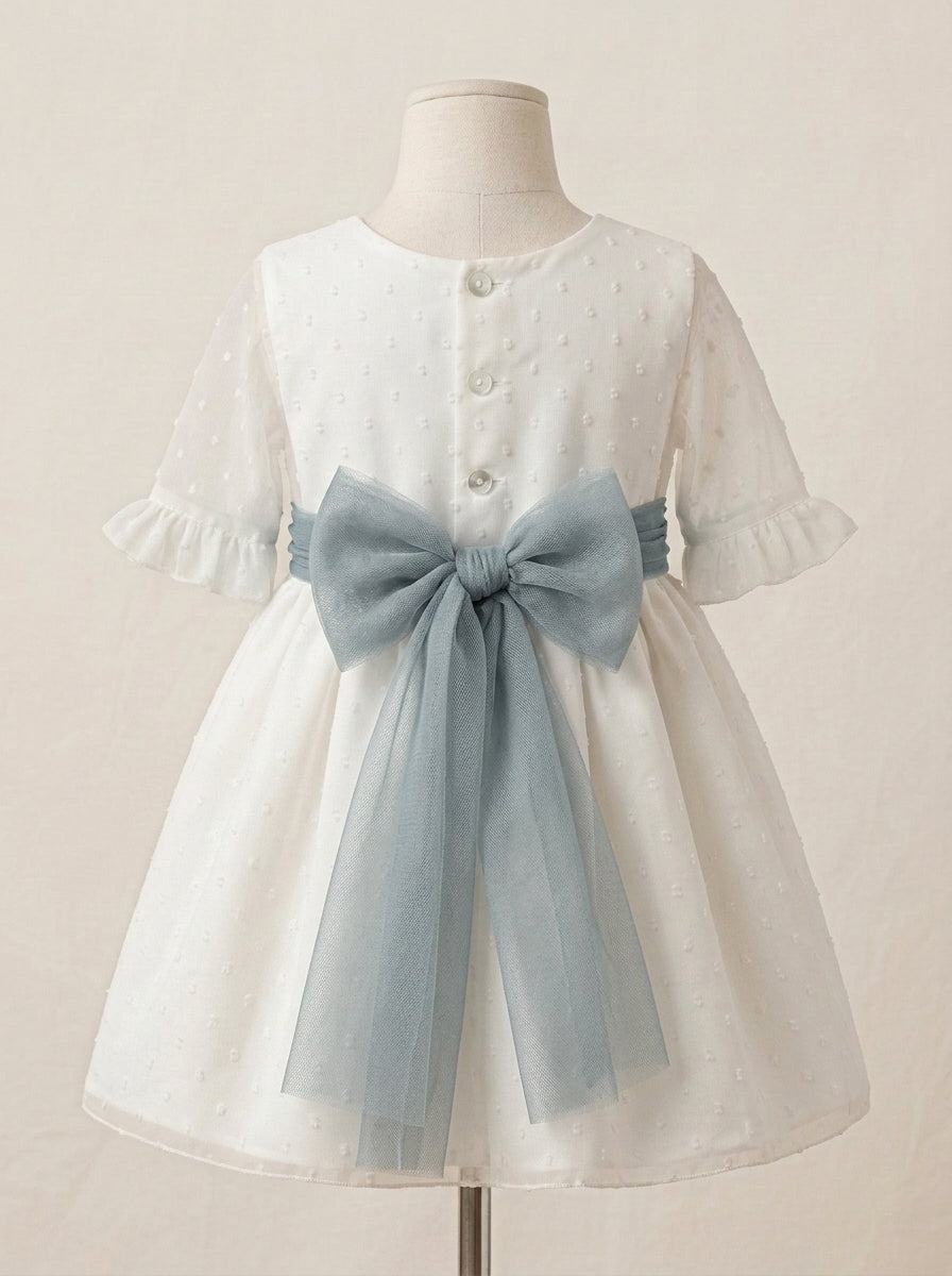 Vestido manga corta plumeti de gasa