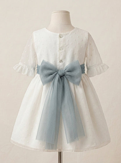 Vestido manga corta plumeti de gasa