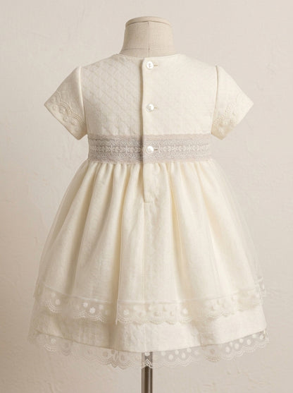 Vestido tul bordado beig