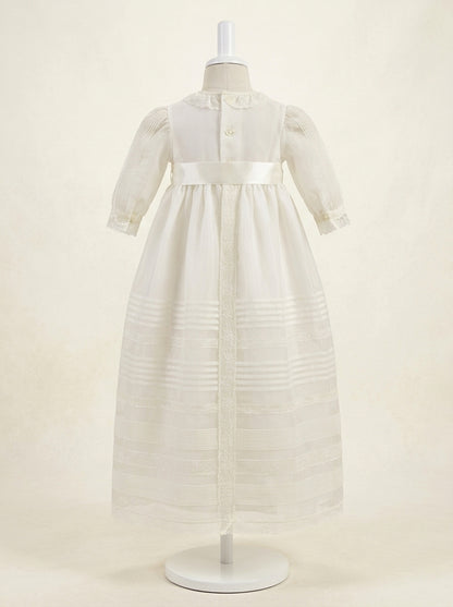 Faldón organza con lorzas y puntillas y capota