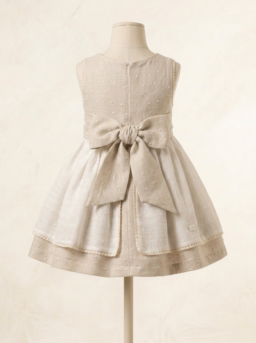 Vestido arena con topitos "Perla"