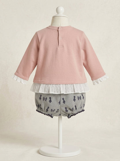 Conjunto sudadera rosa y ranita "Bonnie"