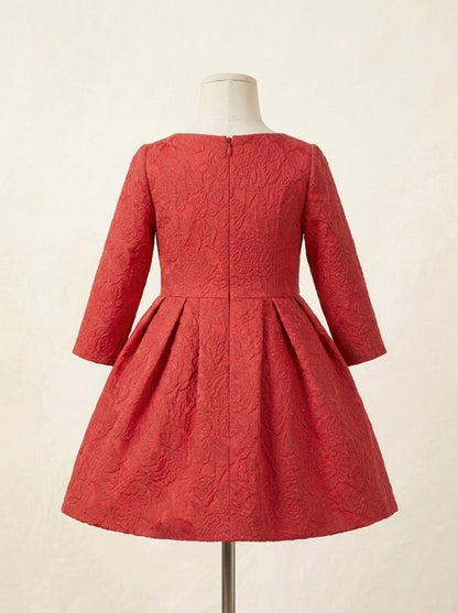 Vestido Jacquard rojo con lazo lateral