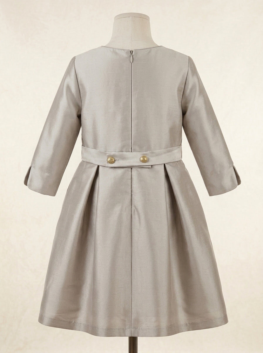 Vestido mikado color topo