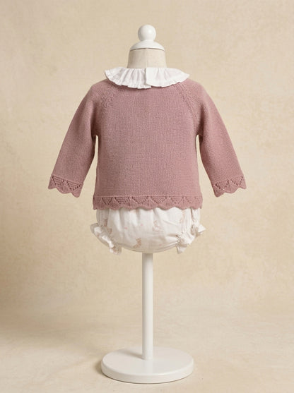 Conjunto blusa, jersey rosa y culote zorritos "Milu"