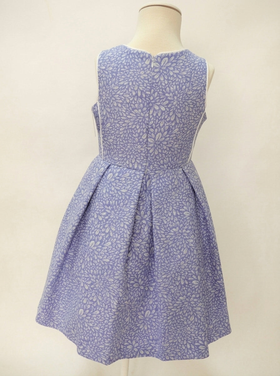 Vestido ceremonia azul rosell estampado con broche flores