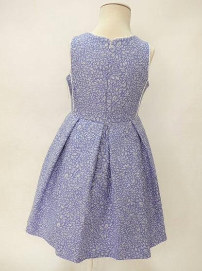 Vestido ceremonia azul rosell estampado con broche flores