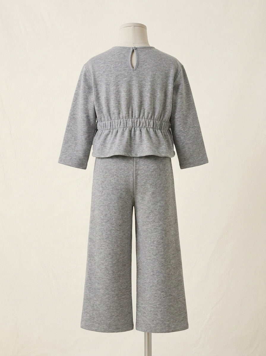 Conjunto punto gris con brillitos y lazos tul