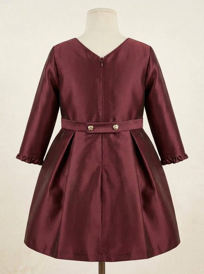 Vestido mikado granate con detalle lateral