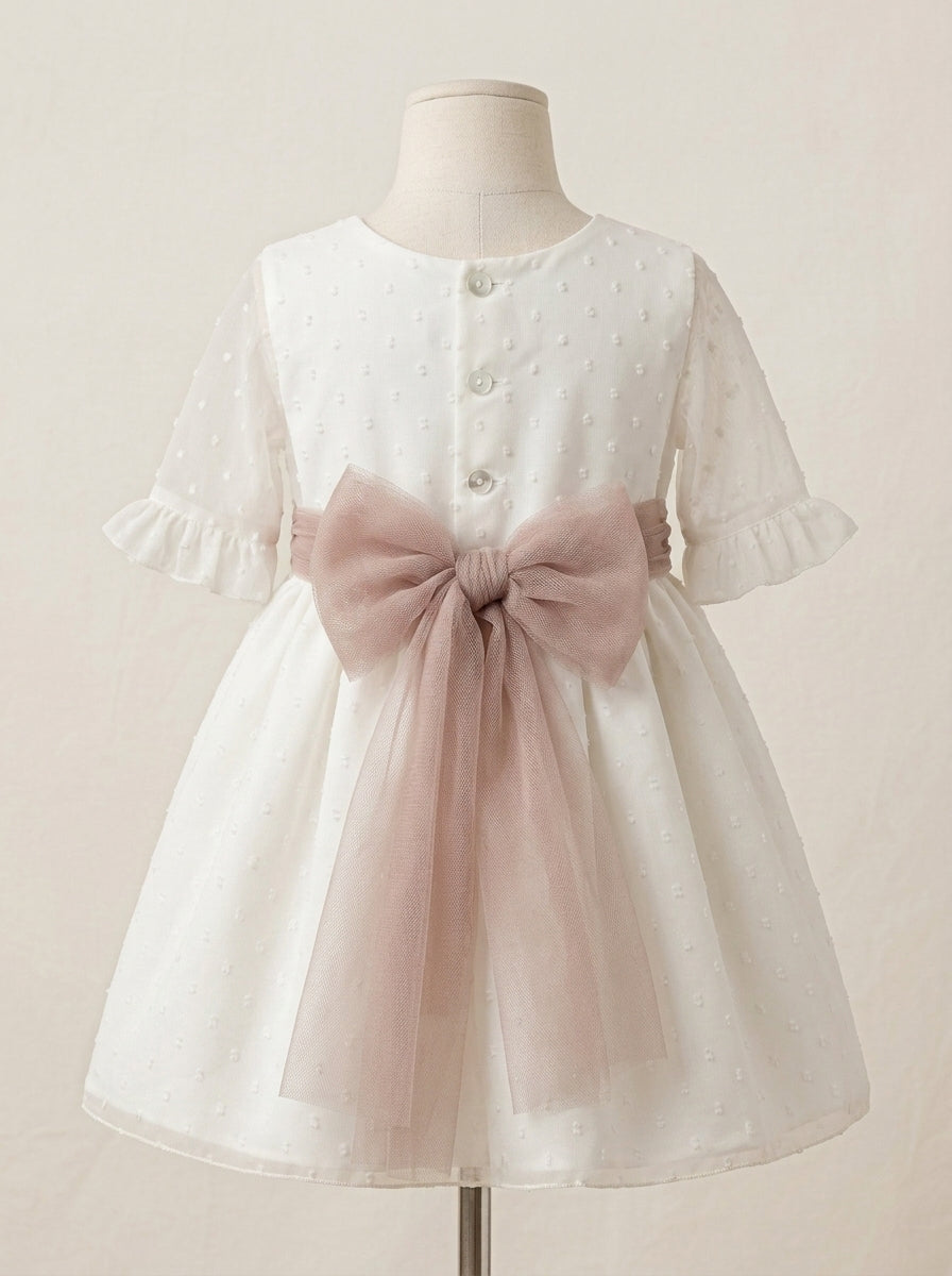 Vestido manga corta plumeti de gasa