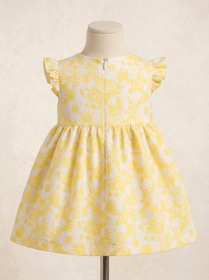 Vestido brocado flores amarillas