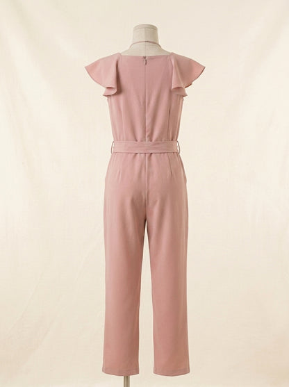 Mono rosa empolvado con volantes y collar
