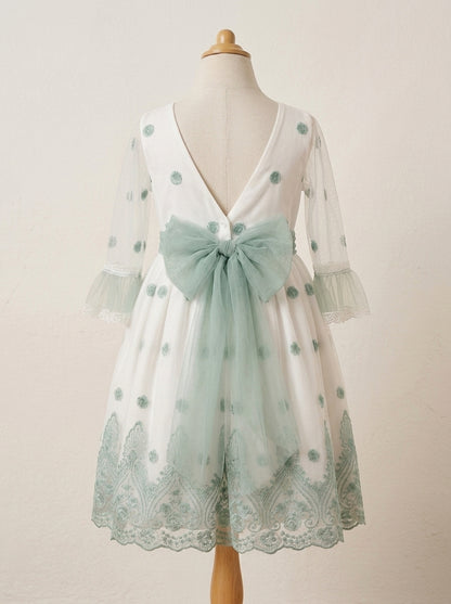 Vestido tul bordado verde Eire