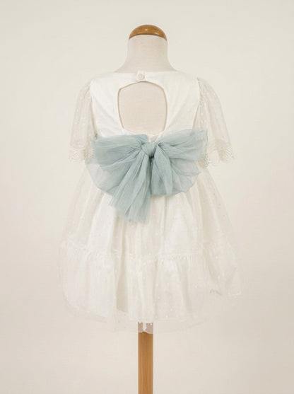 Vestido tul de plumeti fajin verde claro
