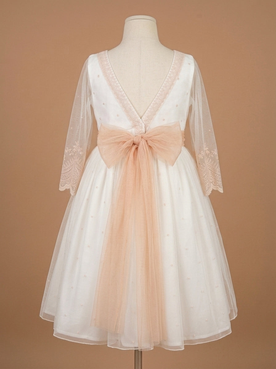 Vestido tul bordado salmón Deva