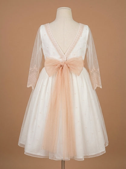 Vestido tul bordado salmón Deva