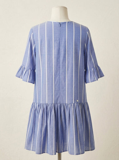 Vestido azul nautico con rayita blanca