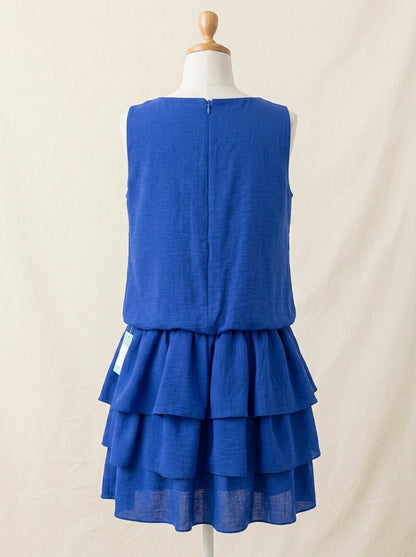Vestido azulon con 3 volantes
