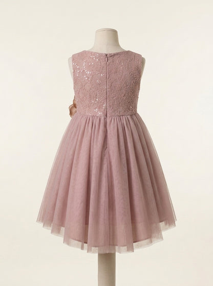 Vestido tul rosa maquillaje con rosetón