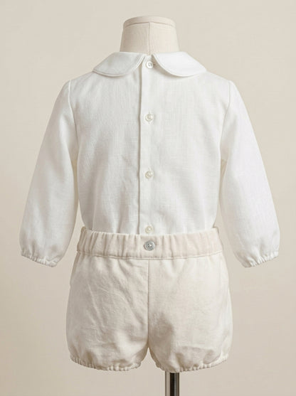 Conjunto camisa y bombacho terciopelo beig