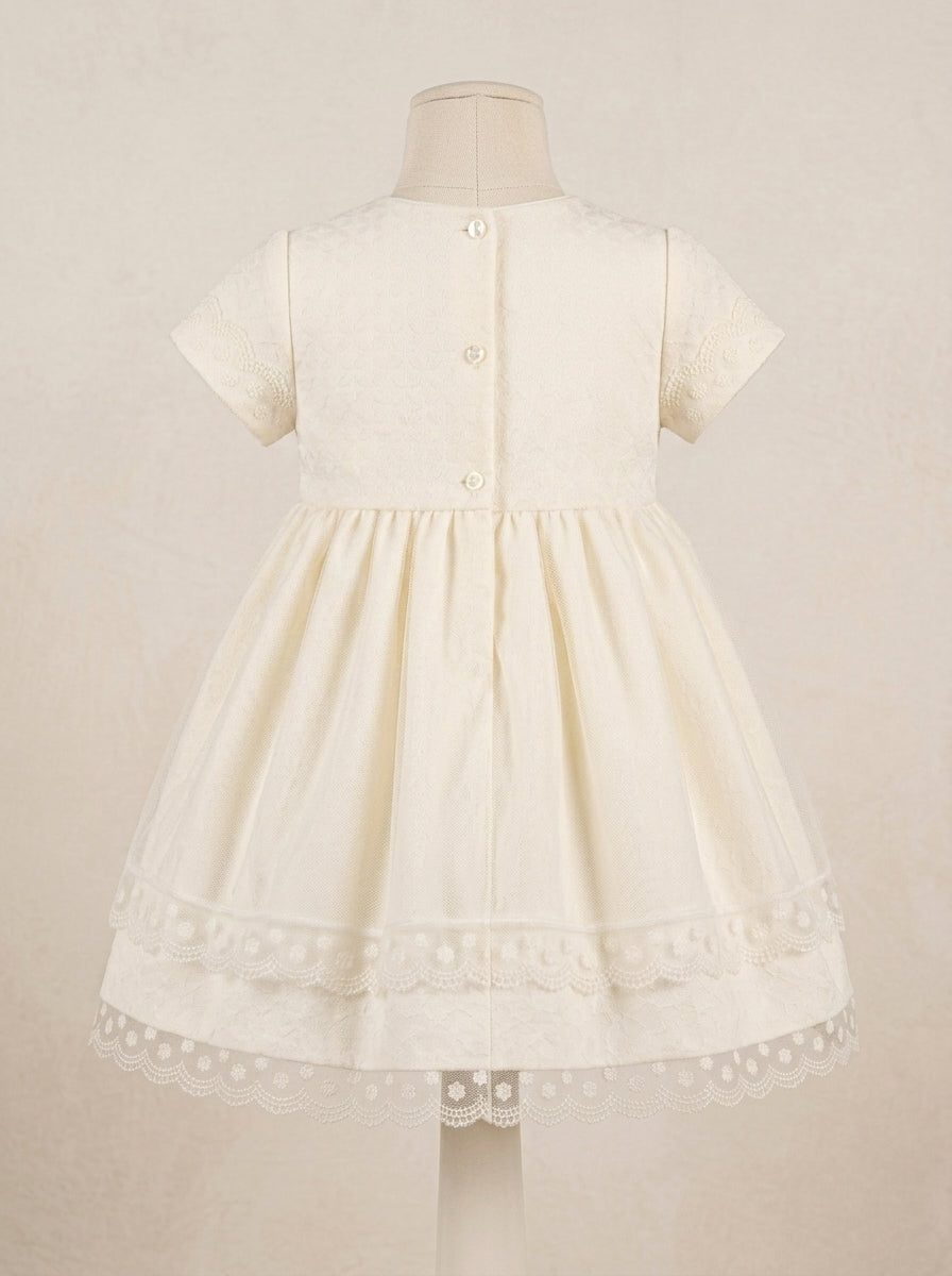 Vestido tul bordado beig