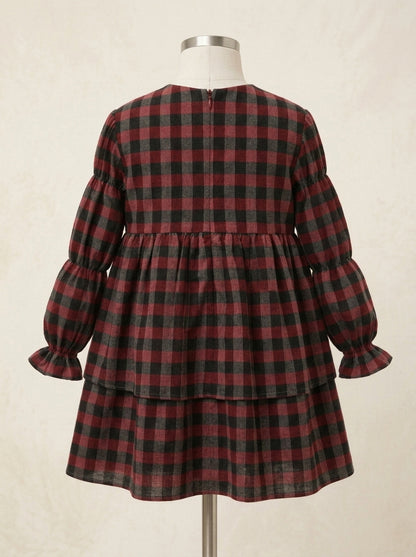 Vestido infantil cuadros granates y grises "Donald"