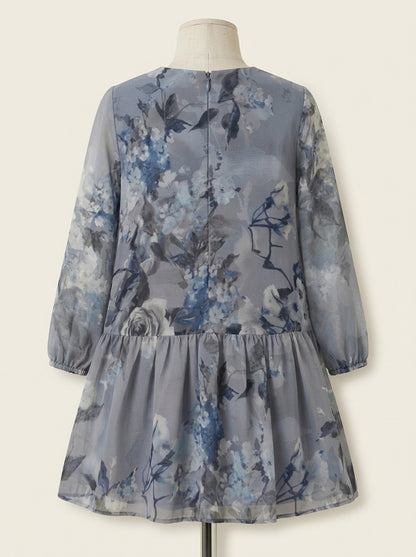 Vestido gasa estampado gris