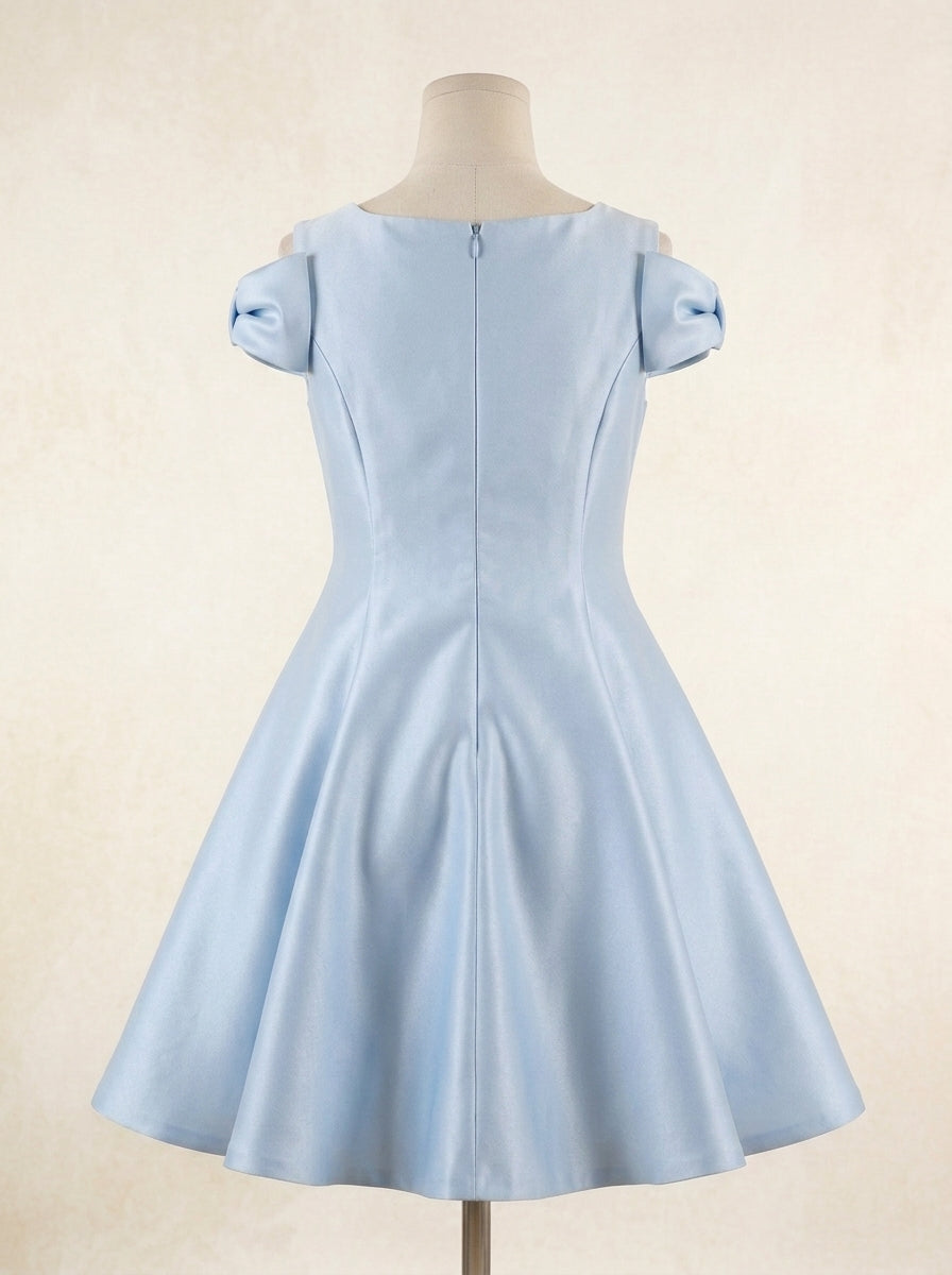 Vestido mikado azul bebe