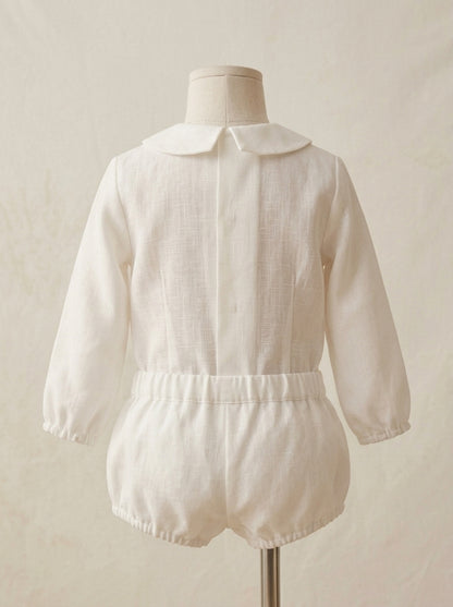 Conjunto camisa y bombacho lino con puntillas