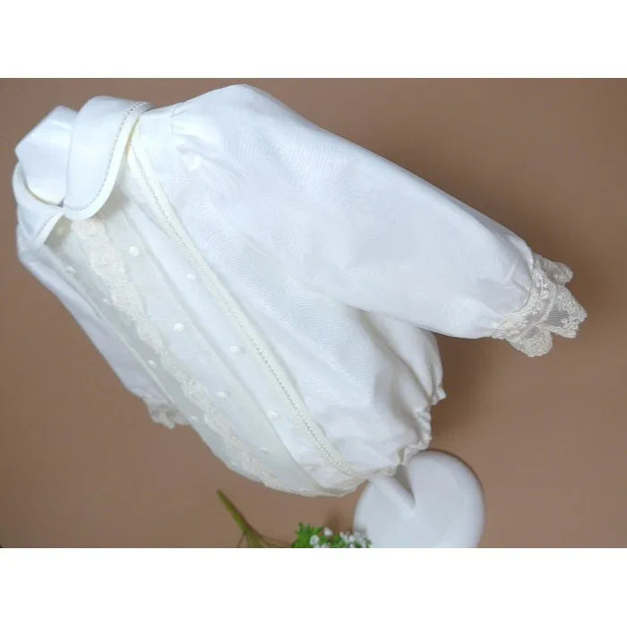 Pelele organza beig con topos bordados - PARDALETS