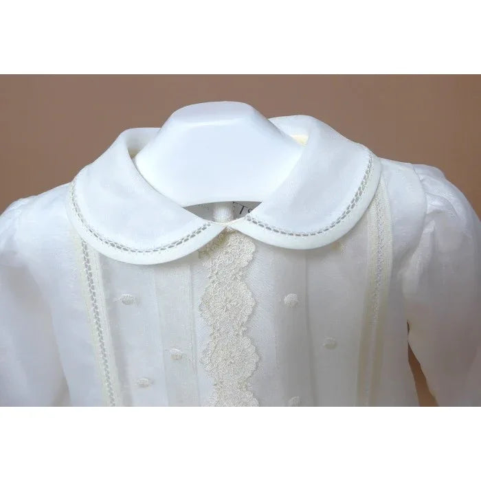 Pelele organza beig con topos bordados - PARDALETS