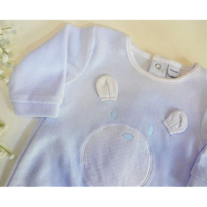 Pijama terciopelo celeste carita de oso - PARDALETS