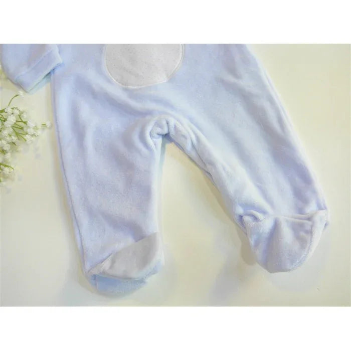 Pijama terciopelo celeste carita de oso - PARDALETS