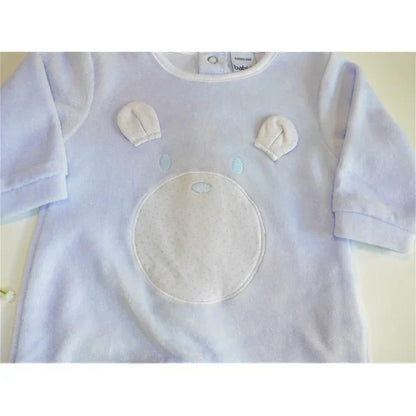 Pijama terciopelo celeste carita de oso - PARDALETS