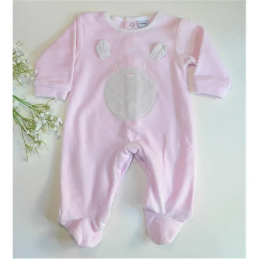 Pijama terciopelo rosa con carita de osito - PARDALETS