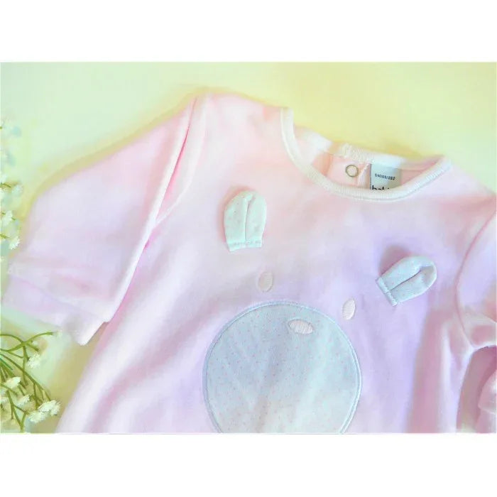 Pijama terciopelo rosa con carita de osito - PARDALETS