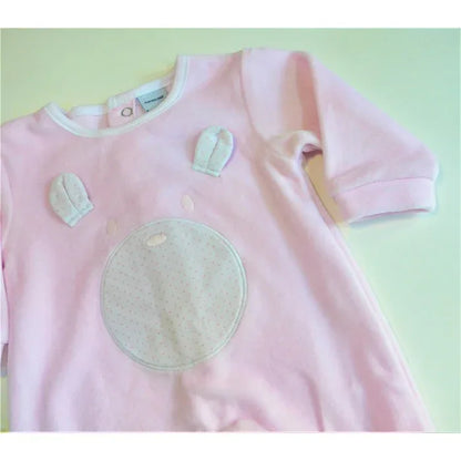 Pijama terciopelo rosa con carita de osito - PARDALETS