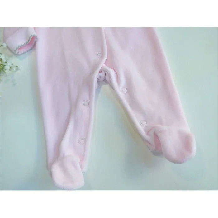 Pijama terciopelo rosa y bordado corazon - PARDALETS