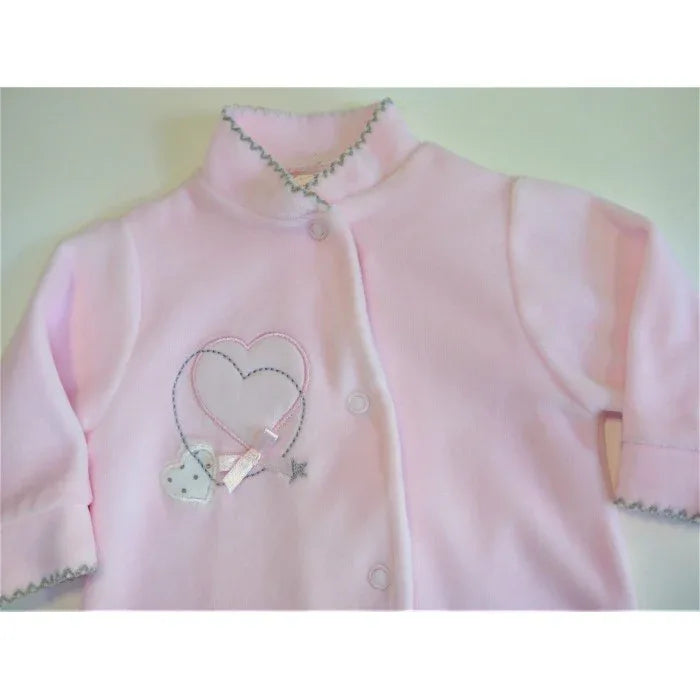 Pijama terciopelo rosa y bordado corazon - PARDALETS