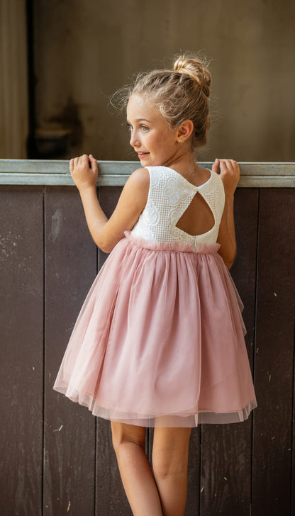 Vestido tul rosa empolvado "Chowa"