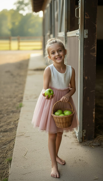 Vestido tul rosa empolvado "Chowa"
