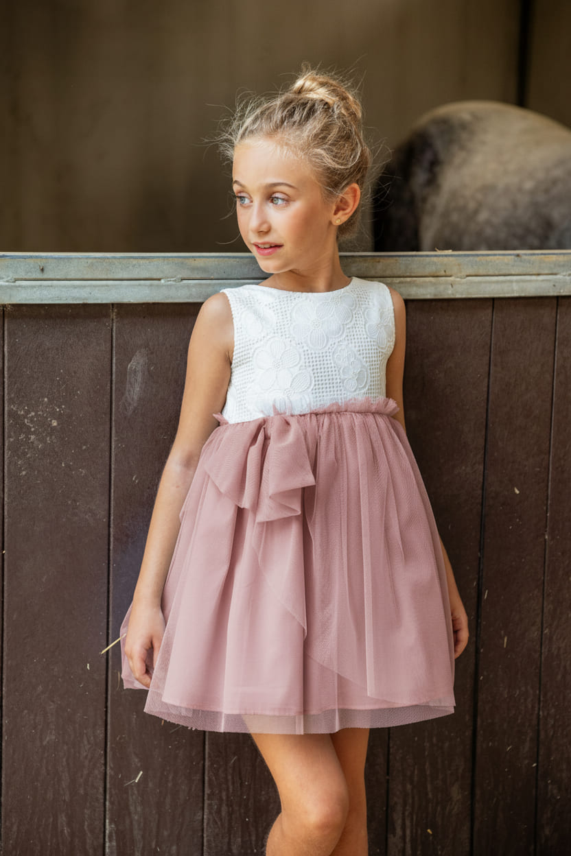 Vestido tul rosa empolvado "Chowa"