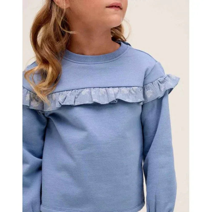 Sudadera azul con volantes - PARDALETS