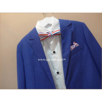 Traje chaqueta azul con camisa y pajarita - PARDALETS