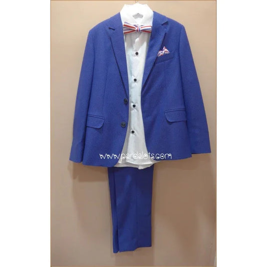 Traje chaqueta azul con camisa y pajarita - PARDALETS