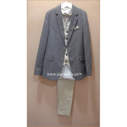 Traje chaqueta gris con chaleco y pajarita - PARDALETS