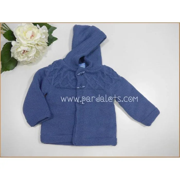 Trenka lana azul francia con capucha - PARDALETS