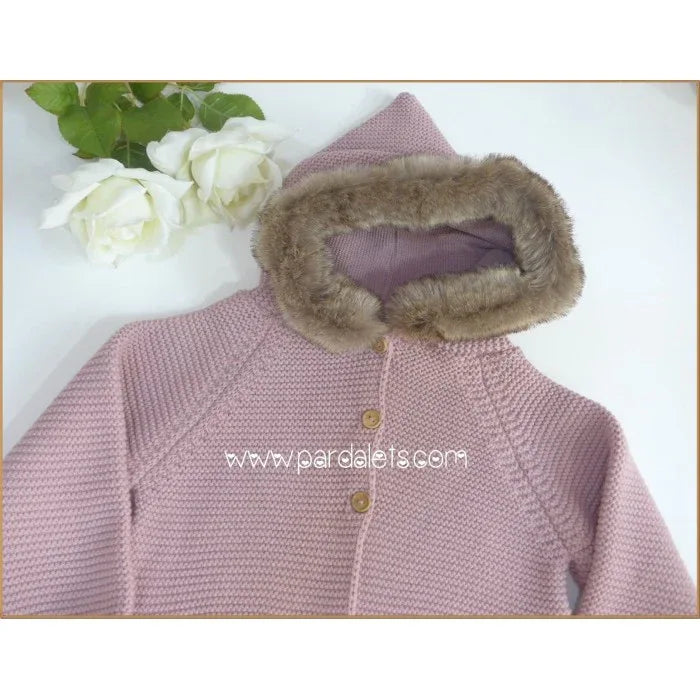 Trenka lana rosa con gorro pelo - PARDALETS
