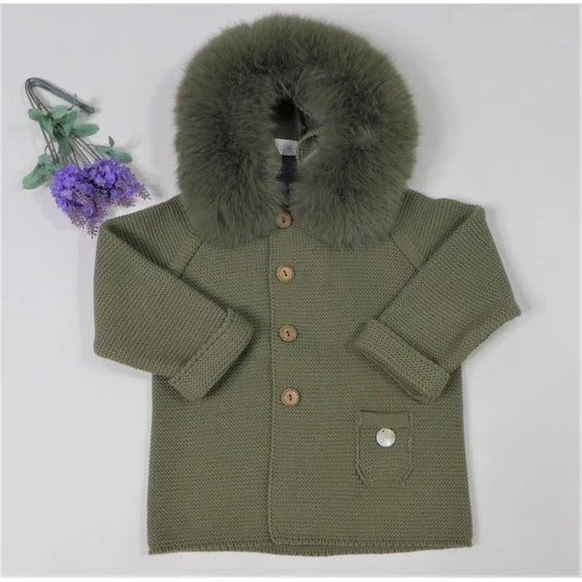 Trenka lana verde musgo con pelo sintetico - PARDALETS