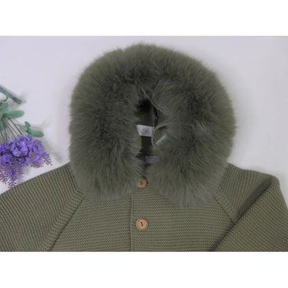 Trenka lana verde musgo con pelo sintetico - PARDALETS